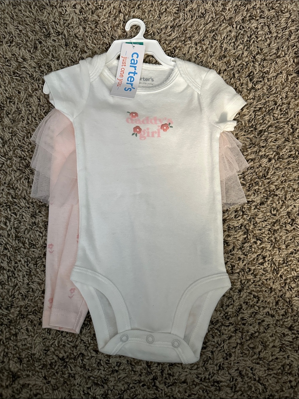Carter's White One-Piece with Pink Tulle Accents